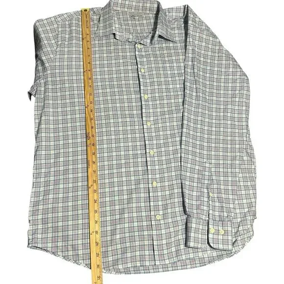 PETER MILLAR Cotton Stripe Button Up Dress Shirt Large Long Sleeve Chest Pocket - Picture 9 of 9